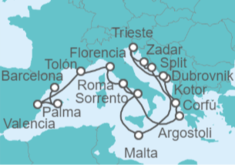 Itinerario del Crucero Mediterráneo Occidental y Adriático - Cunard