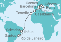 Itinerario del Crucero Desde Barcelona a Santos (Sao Paulo) - MSC Cruceros