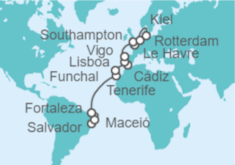Itinerario del Crucero Desde Salvador Bahía (Brasil) a Kiel (Alemania) - Costa Cruceros