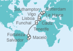 Itinerario del Crucero Desde Salvador Bahía (Brasil) a Rotterdam - Costa Cruceros