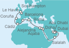 Itinerario del Crucero Desde Dubái (EAU) a Southampton (Londres) - MSC Cruceros