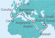 Itinerario del Crucero Desde Dubái (EAU) a Le Havre (París) - MSC Cruceros