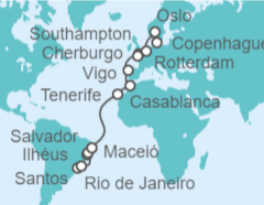 Itinerario del Crucero Desde Santos (Sao Paulo) a Oslo (Noruega) - MSC Cruceros
