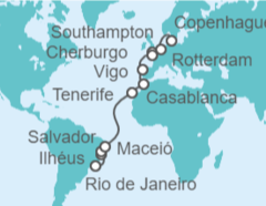 Itinerario del Crucero Desde Río de Janeiro (Brasil) a Copenhague (Dinamarca) - MSC Cruceros