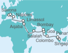 Itinerario del Crucero Tramo de Vuelta al mundo. De Singapur a Savona - Costa Cruceros