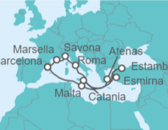 Itinerario del Crucero Francia, Italia, Grecia, Turquía, Malta - Costa Cruceros