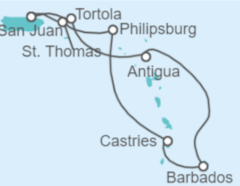 Itinerario del Crucero Islas Vírgenes - Reino Unido, Antigua Y Barbuda, Barbados, Santa Lucía, Saint Maarten, Islas Vírg... - NCL Norwegian Cruise Line