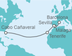 Itinerario del Crucero De Barcelona a Cabo Cañaveral  - Carnival Cruise Line