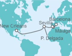 Itinerario del Crucero De Barcelona a Nueva Orleans  - Carnival Cruise Line