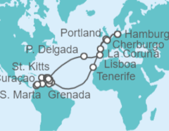 Itinerario del Crucero España, Barbados, Aruba, Curaçao, Colombia, República Dominicana, Islas Vírgenes - Reino Unido, S... - AIDA