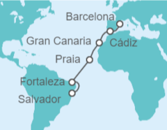 Itinerario del Crucero España, Cabo Verde, Brasil - Costa Cruceros
