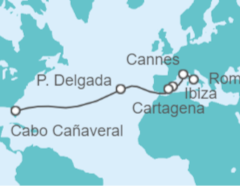 Itinerario del Crucero Desde Civitavecchia (Roma) a Cabo Cañaveral (Orlando) - NCL Norwegian Cruise Line