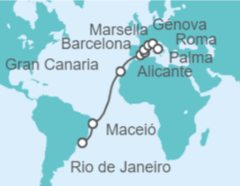 Itinerario del Crucero Brasil, España, Francia, Italia - MSC Cruceros