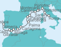 Itinerario del Crucero Desde Civitavecchia (Roma) a Lisboa - WindStar Cruises
