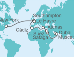 Itinerario del Crucero Omán, Egipto, Grecia, España, Reino Unido, Francia - Cunard