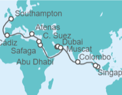Itinerario del Crucero Desde Singapur a Southampton (Londres) - Cunard