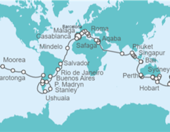 Itinerario del Crucero Vuelta al Mundo 2025 MSC Cruceros - MSC Cruceros