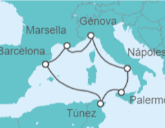 Itinerario del Crucero Italia, Túnez, España - MSC Cruceros