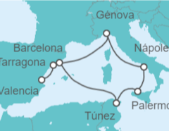 Itinerario del Crucero España, Italia, Túnez - MSC Cruceros