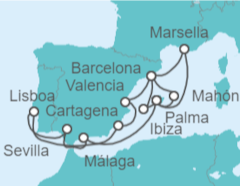 Itinerario del Crucero España, Portugal, Francia - AIDA