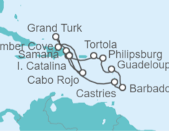 Itinerario del Crucero República Dominicana, Bahamas, Santa Lucía, Barbados, Guadalupe, Saint Maarten, Islas Vírgenes - ... - Costa Cruceros