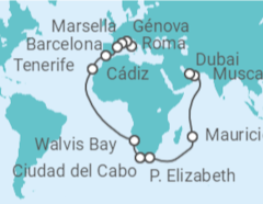 Itinerario del Crucero Desde Civitavecchia (Roma) a Dubái (EAU) - Costa Cruceros