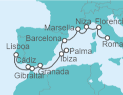 Itinerario del Crucero De Civitavecchia (Roma) a Lisboa - NCL Norwegian Cruise Line