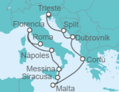 Itinerario del Crucero Italia, Grecia y Croacia - NCL Norwegian Cruise Line