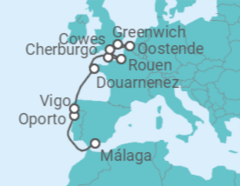 Itinerario del Crucero Desde Málaga a Greenwich, Londres - Seabourn