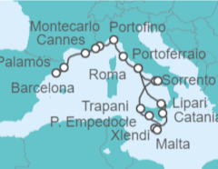 Itinerario del Crucero Desde Civitavecchia (Roma) a Barcelona - WindStar Cruises