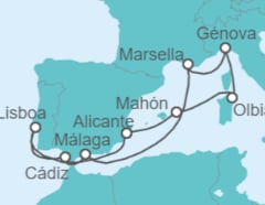 Itinerario del Crucero Francia, España, Portugal, Italia TI - MSC Cruceros