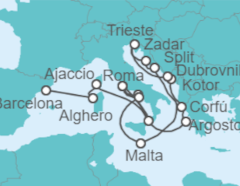 Itinerario del Crucero Brillos del Mediterráneo - Cunard