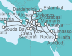 Itinerario del Crucero Chipre, Israel, Turquía, Grecia, Italia, Malta - Holland America Line