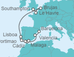 Itinerario del Crucero Desde Barcelona a Southampton (Londres) - NCL Norwegian Cruise Line