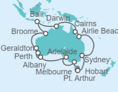 Itinerario del Crucero Circunnavegación de Australia - Cunard