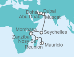 Itinerario del Crucero Desde Doha (Qatar) a Port Louis (Mauricio) - NCL Norwegian Cruise Line