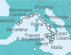 Itinerario del Crucero Desde Civitavecchia (Roma) a Barcelona - WindStar Cruises