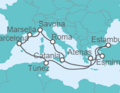 Itinerario del Crucero Mediterráneo y Turquía - Costa Cruceros