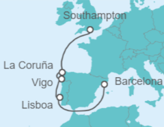 Itinerario del Crucero De Barcelona a Londres - Disney Cruise Line