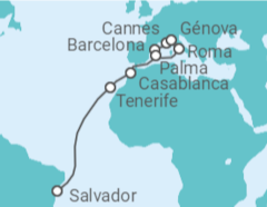 Itinerario del Crucero Francia, Italia, España, Marruecos - MSC Cruceros