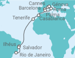 Itinerario del Crucero Francia, Italia, España, Marruecos, Brasil - MSC Cruceros