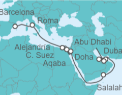 Itinerario del Crucero Qatar, Emiratos Árabes, Omán, Jordania, Egipto, Italia - MSC Cruceros