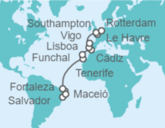 Itinerario del Crucero Desde Salvador Bahía (Brasil) a Rotterdam - Costa Cruceros