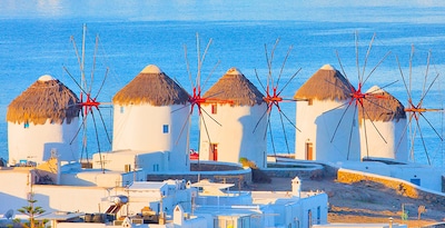 Atenas, Mykonos y Santorini en avión y con coche de alquiler