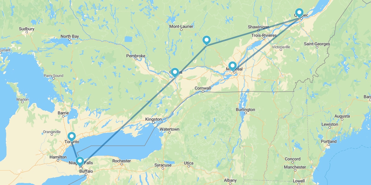 De Toronto a Montreal con noche en Niágara y noche en Mont Tremblant