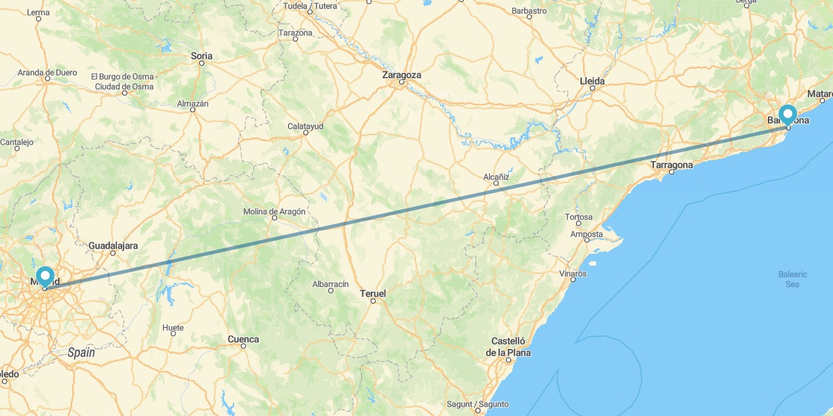 Madrid y Barcelona en avión y tren