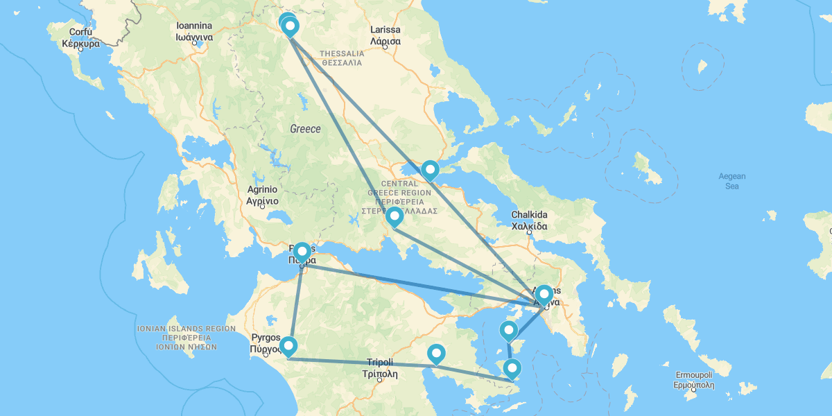 Atenas, Peloponeso e Islas Srónicas