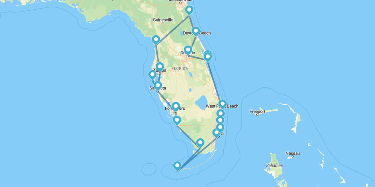 Ruta por La Costa de Florida y Orlando