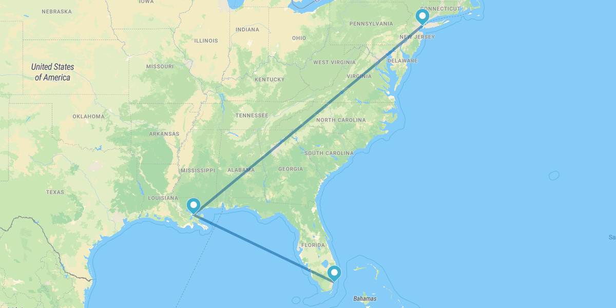 Nueva York, Nueva Orleans y Miami