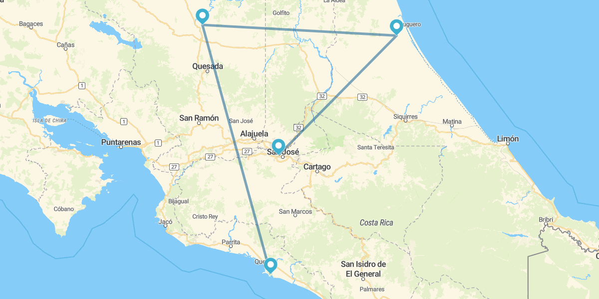 Tortuguero, Arenal y Manuel Antonio